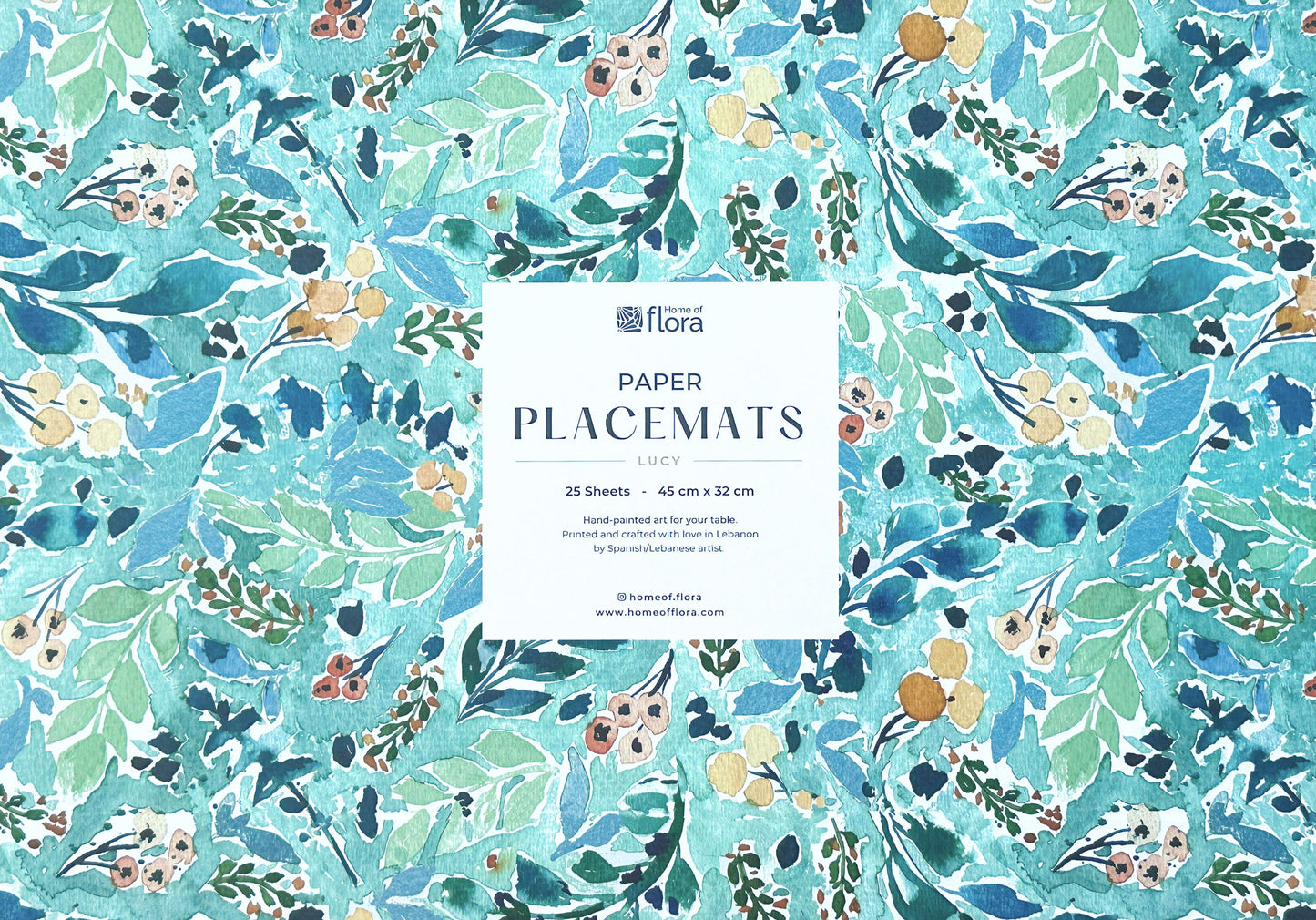 Disposable paper placemats with floral leaves print for dining tables, parties, and outdoor gatherings