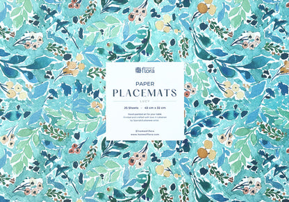 Disposable paper placemats with floral leaves print for dining tables, parties, and outdoor gatherings