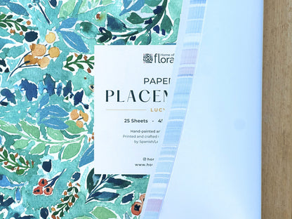 Disposable paper placemats with floral print for dining tables, parties, and outdoor gatherings